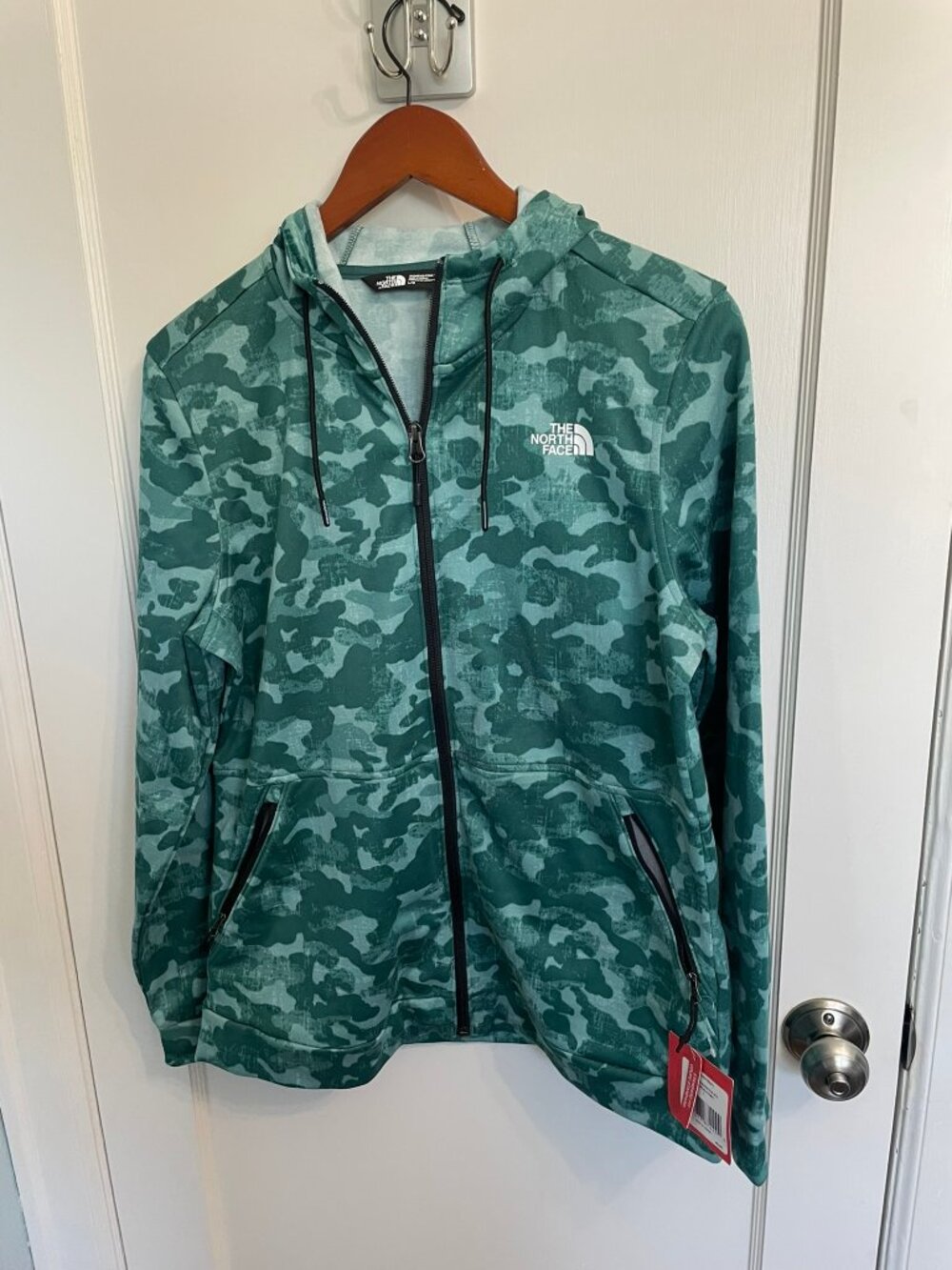 The North Face Cinder Full Zip Hoodie Womens L Green Camo Fleece Lined NWT